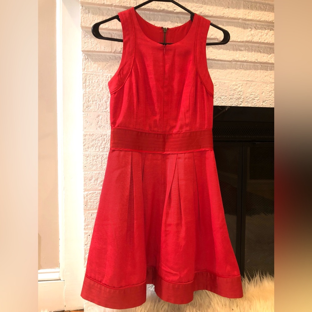 Armani Exchange, XS, lined, A-line above the knee length scarlet red dress.